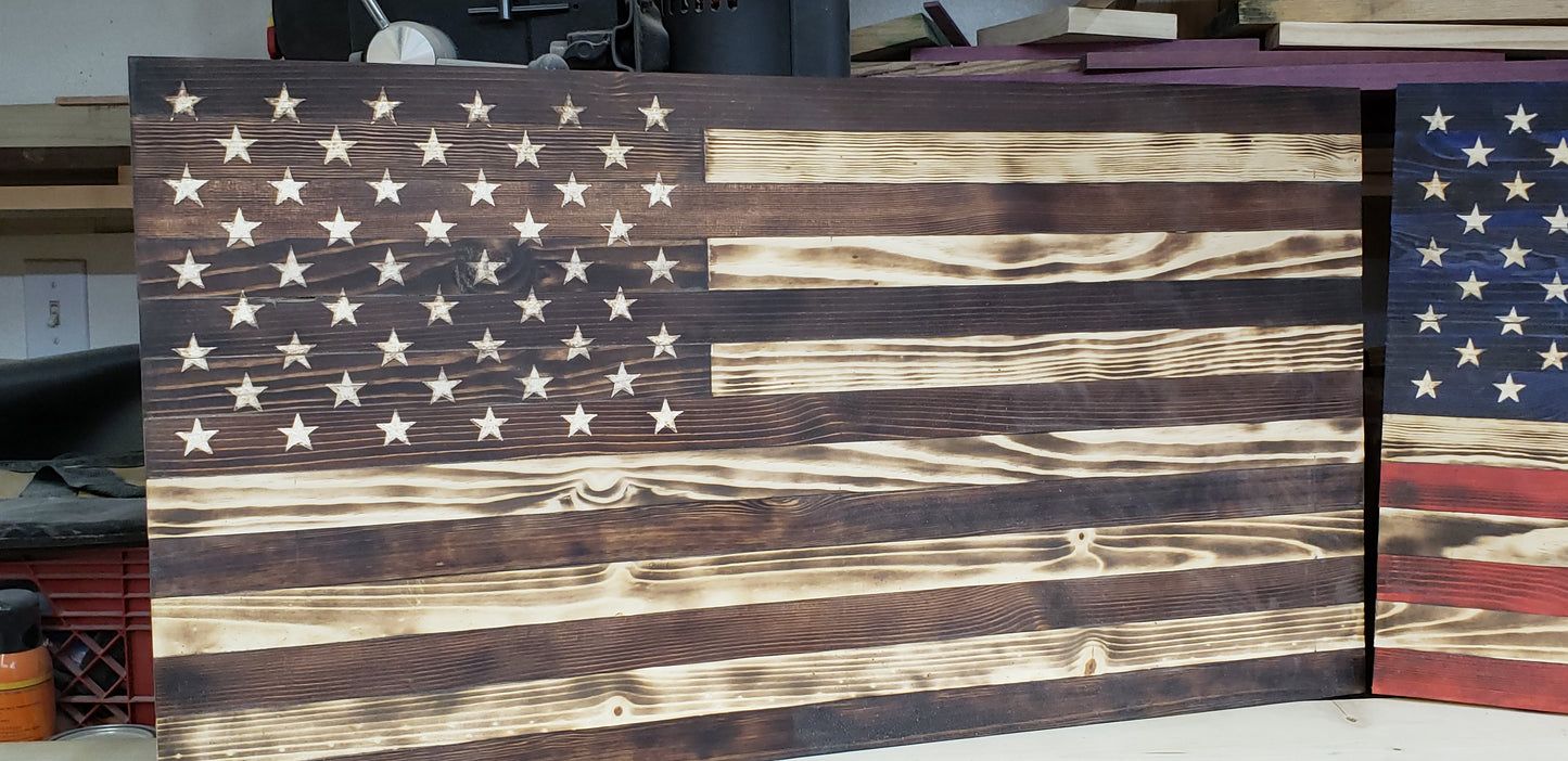 Wooden American Flags