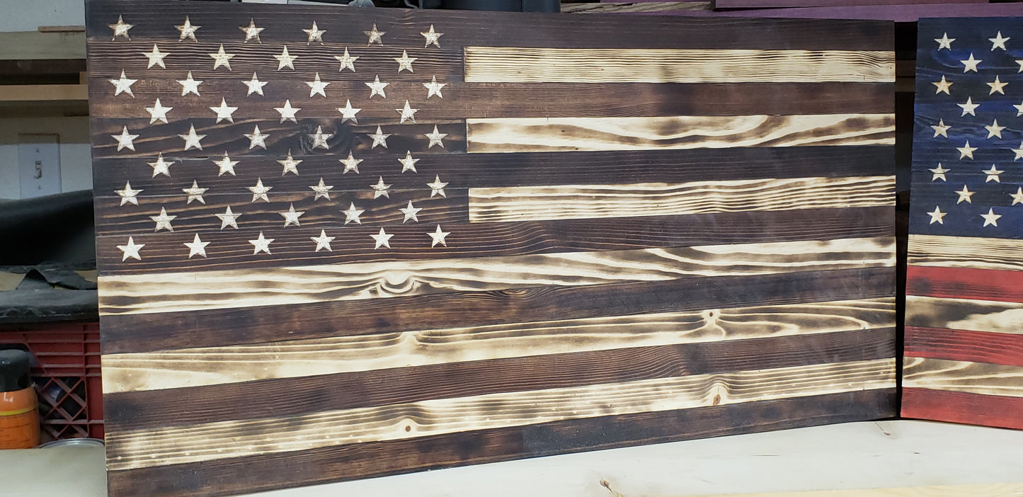 Wooden American Flags