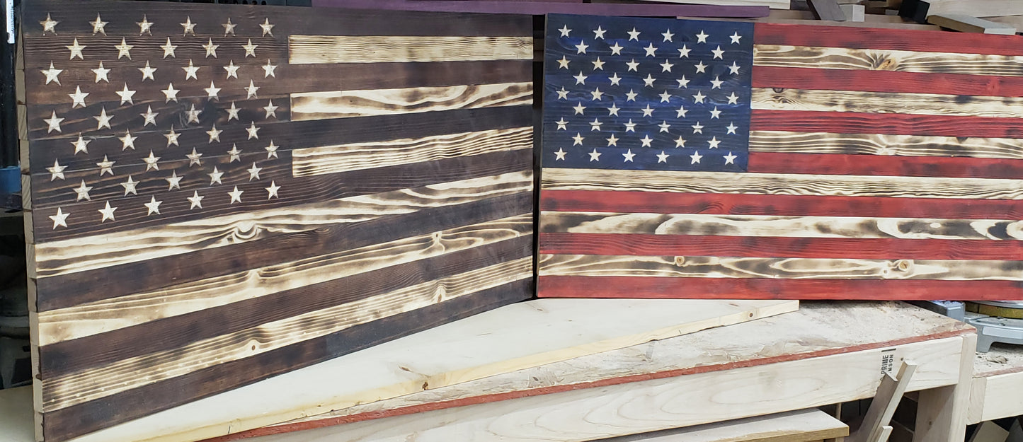 Wooden American Flags