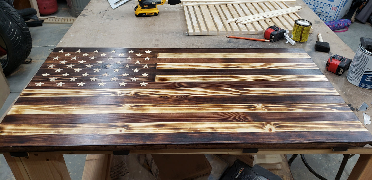 Wooden American Flags