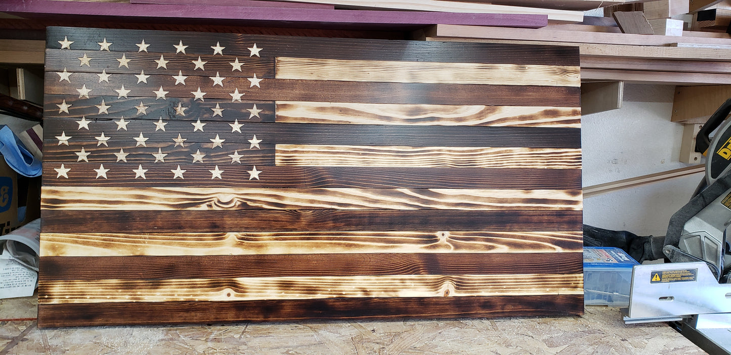 Wooden American Flags
