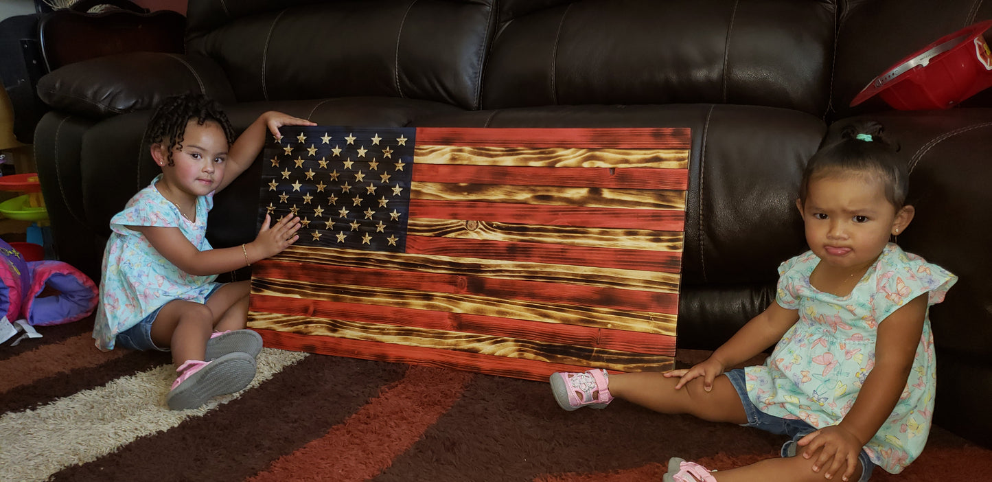 Wooden American Flags