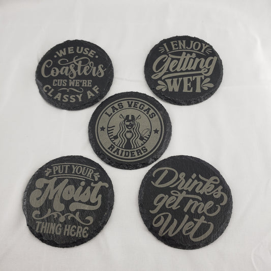Round slate coasters