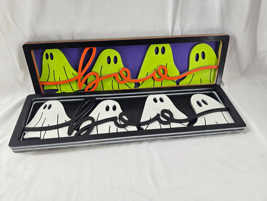 Boo Ghost Layered Wood Sign